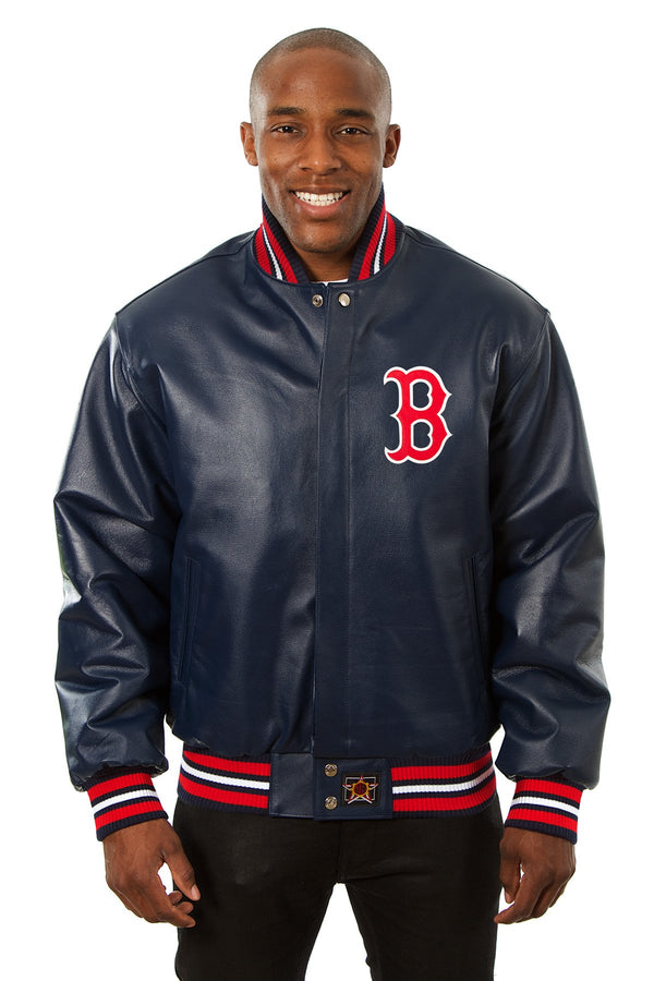 BOSTON RED SOX FULL LEATHER JACKET - NAVY