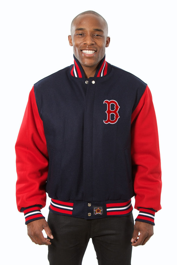 BOSTON RED SOX EMBROIDERED WOOL JACKET - NAVY/RED