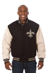 NEW ORLEANS SAINTS TWO-TONE WOOL AND LEATHER JACKET-BLACK