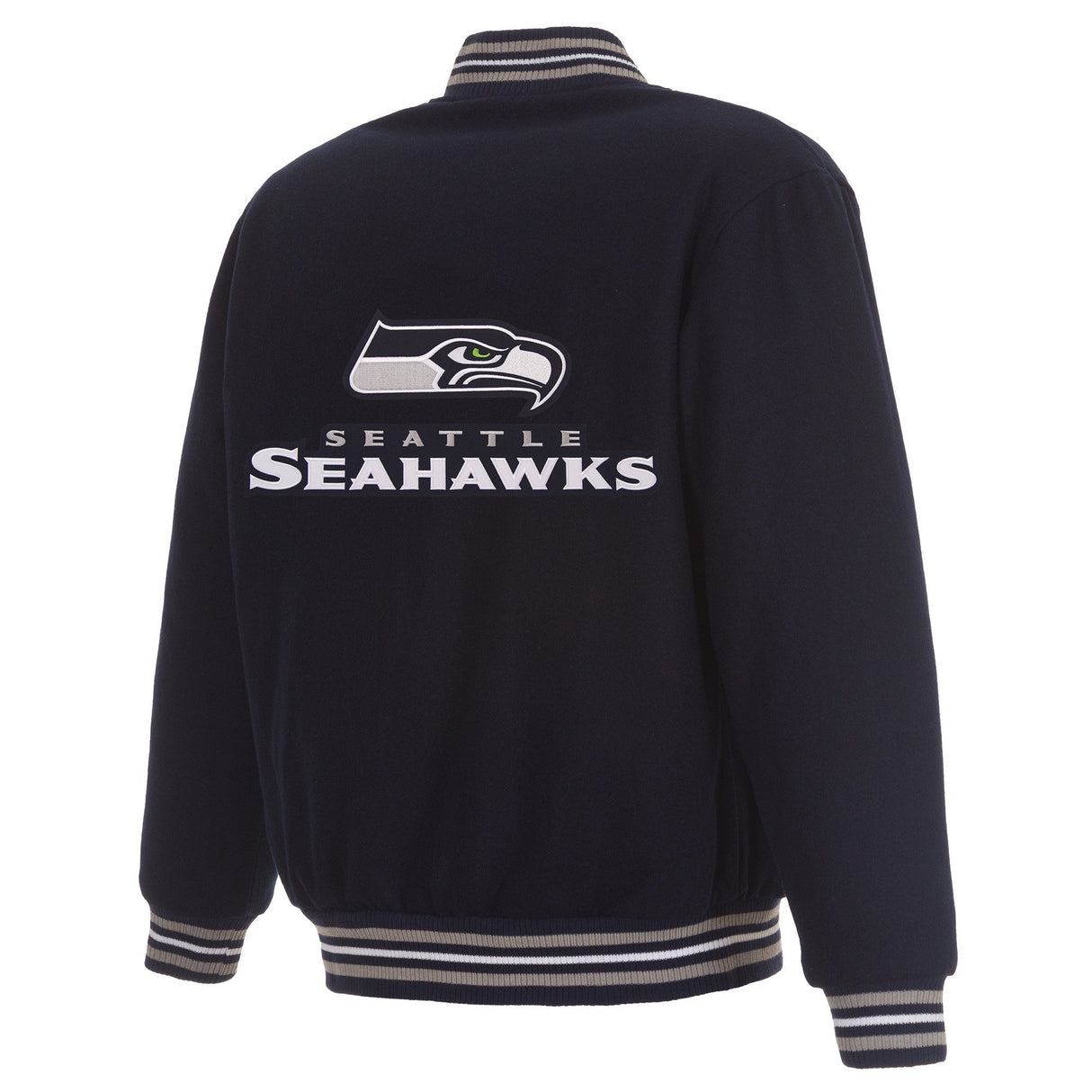 SEATTLE SEAHAWKS REVERSIBLE WOOL JACKET - NAVY