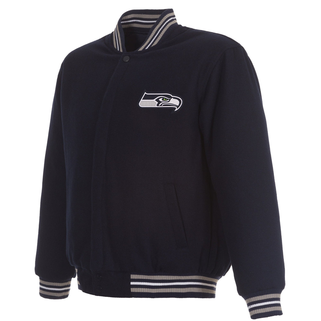 SEATTLE SEAHAWKS REVERSIBLE WOOL JACKET - NAVY