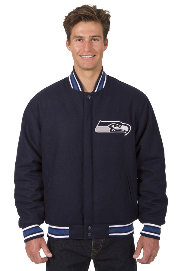 Seattle Seahawks All-Wool Reversible Jacket (Front and Back Logos)