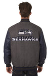 Seattle Seahawks Reversible Wool and Leather Jacket (Front and Back Logos)