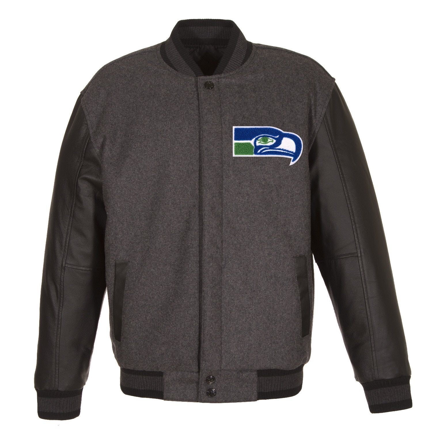 SEATTLE SEAHAWKS WOOL & LEATHER THROWBACK REVERSIBLE JACKET