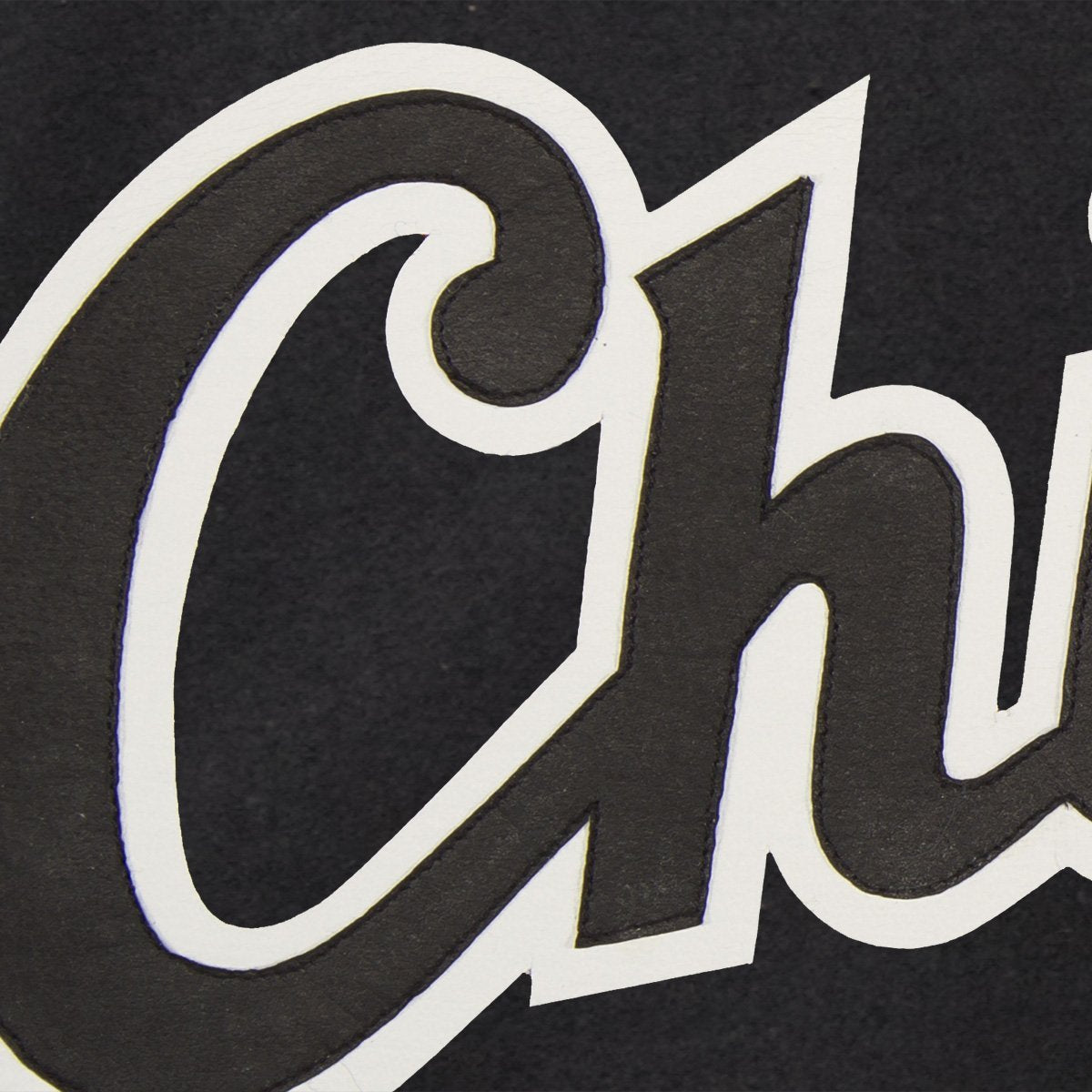 CHICAGO WHITE SOX WOOL JACKET W/ HANDCRAFTED LEATHER LOGOS - BLACK