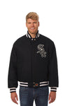 CHICAGO WHITE SOX WOOL JACKET W/ HANDCRAFTED LEATHER LOGOS - BLACK