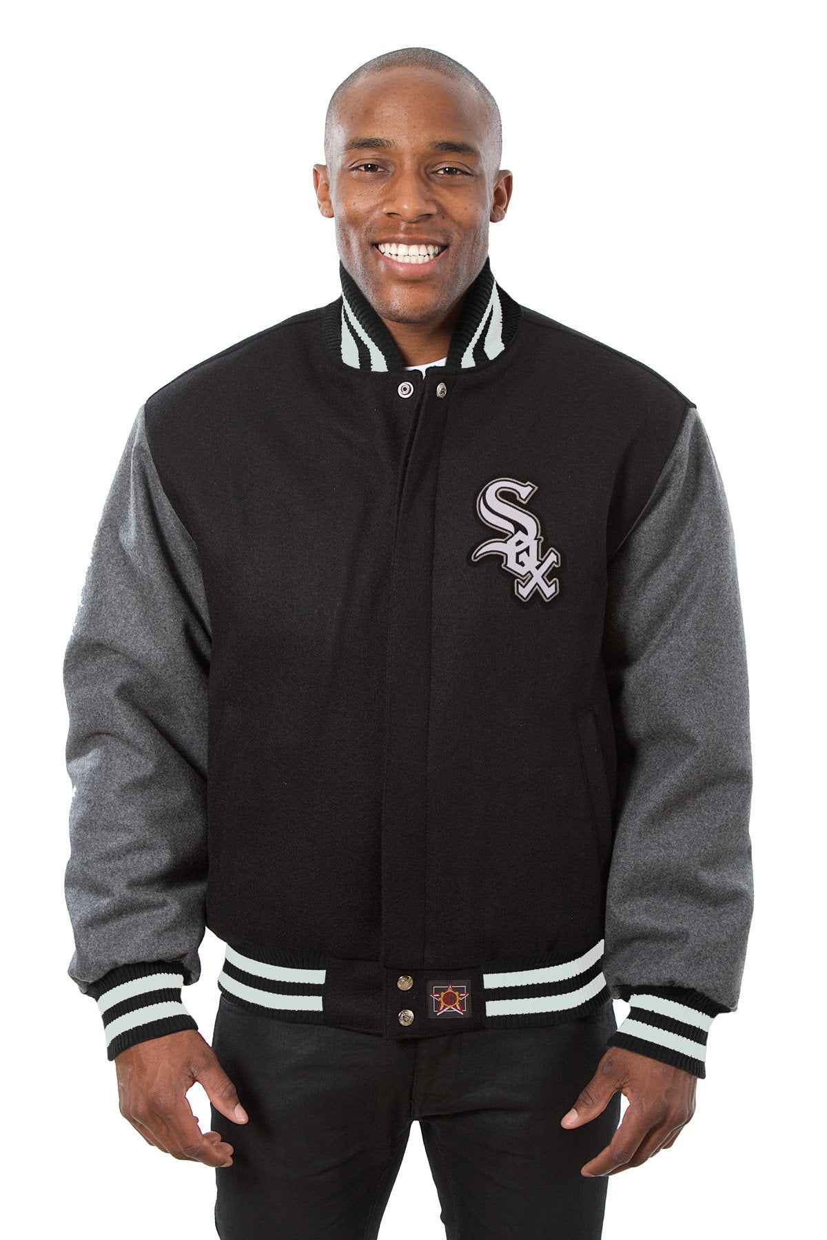 CHICAGO WHITE SOX EMBROIDERED WOOL JACKET - BLACK/CHARCOAL