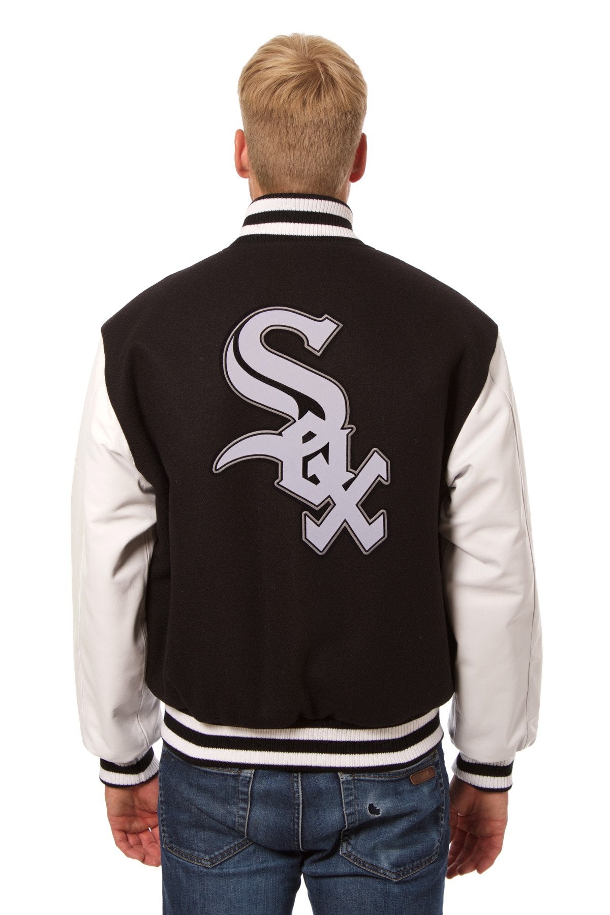 CHICAGO WHITE SOX TWO-TONE WOOL AND LEATHER JACKET - BLACK
