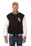 CHICAGO WHITE SOX TWO-TONE WOOL AND LEATHER JACKET - BLACK