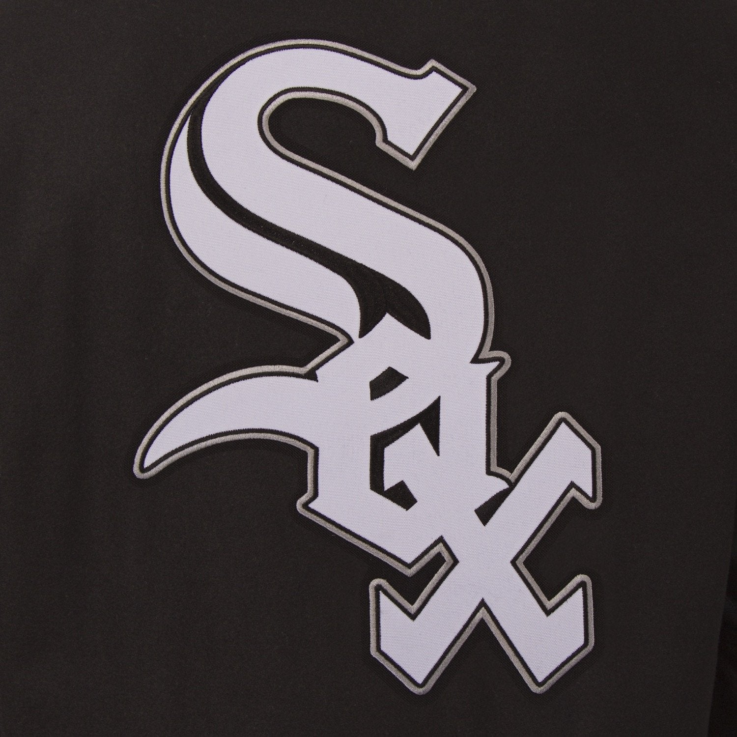 CHICAGO WHITE SOX WOOL & LEATHER REVERSIBLE JACKET W/ EMBROIDERED LOGOS - BLACK