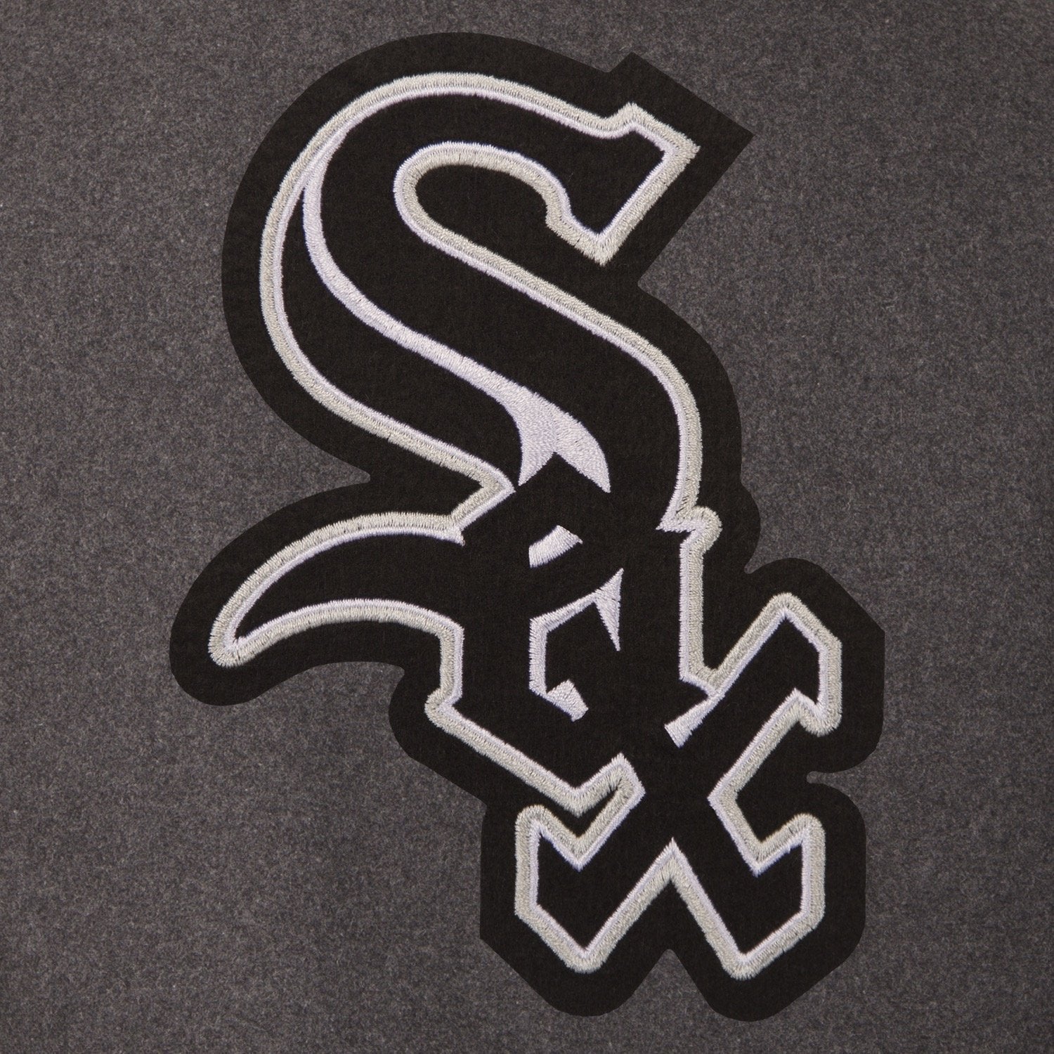 CHICAGO WHITE SOX WOOL & LEATHER REVERSIBLE JACKET W/ EMBROIDERED LOGOS - CHARCOAL/BLACK