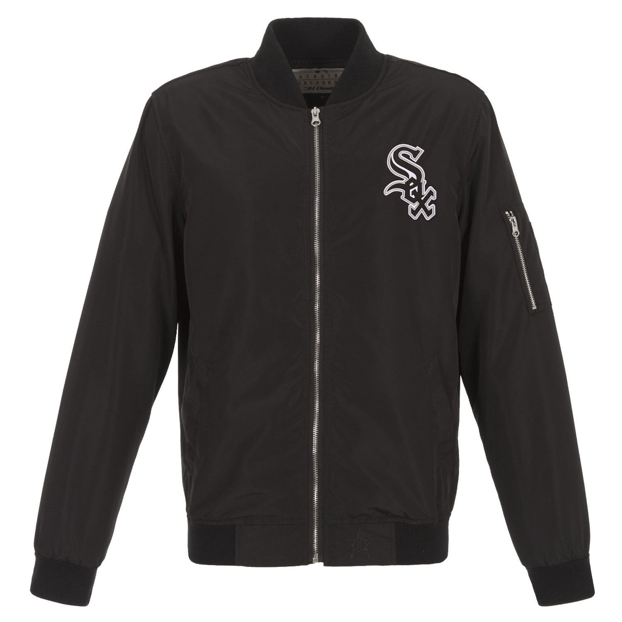 CHICAGO WHITE SOX JH DESIGN LIGHTWEIGHT NYLON BOMBER JACKET – BLACK