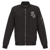 CHICAGO WHITE SOX JH DESIGN LIGHTWEIGHT NYLON BOMBER JACKET – BLACK