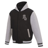 CHICAGO WHITE SOX TWO-TONE REVERSIBLE FLEECE HOODED JACKET - BLACK/GREY