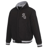 CHICAGO WHITE SOX TWO-TONE REVERSIBLE FLEECE HOODED JACKET - BLACK/GREY