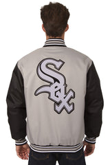 CHICAGO WHITE SOX POLY TWILL VARSITY JACKET - GRAY/BLACK