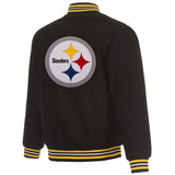 PITTSBURGH STEELERS REVERSIBLE WOOL JACKET - BLACK