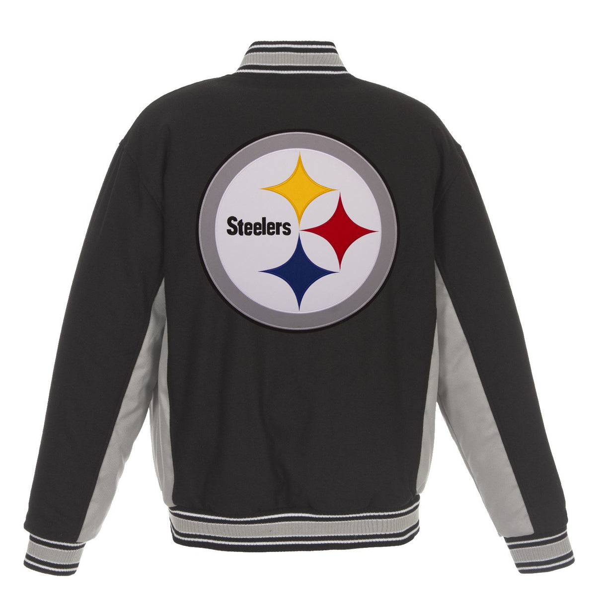 PITTSBURGH STEELERS JH DESIGN WOOL REVERSIBLE FULL-SNAP JACKET – BLACK