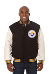 PITTSBURGH STEELERS TWO-TONE WOOL AND LEATHER JACKET - BLACK/WHITE