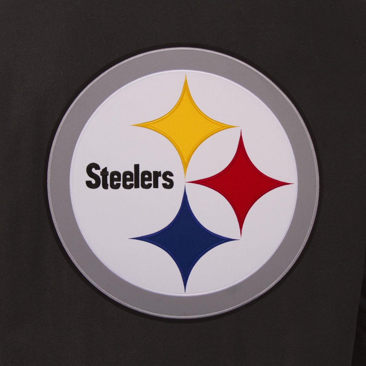 PITTSBURGH STEELERS WOOL & LEATHER REVERSIBLE JACKET W/ EMBROIDERED LOGOS - BLACK