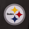 PITTSBURGH STEELERS WOOL & LEATHER REVERSIBLE JACKET W/ EMBROIDERED LOGOS - BLACK