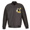 PITTSBURGH STEELERS WOOL & LEATHER THROWBACK REVERSIBLE JACKET - CHARCOAL