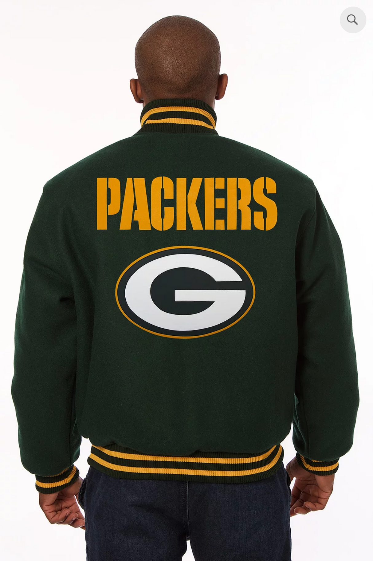 Greenbay Packers Wool Varsity Jacket with Back Logo