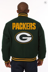 Greenbay Packers Wool Varsity Jacket with Back Logo