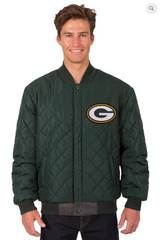 Green Bay Packers Reversible Wool and Leather Varsity Jacket with Back Logo