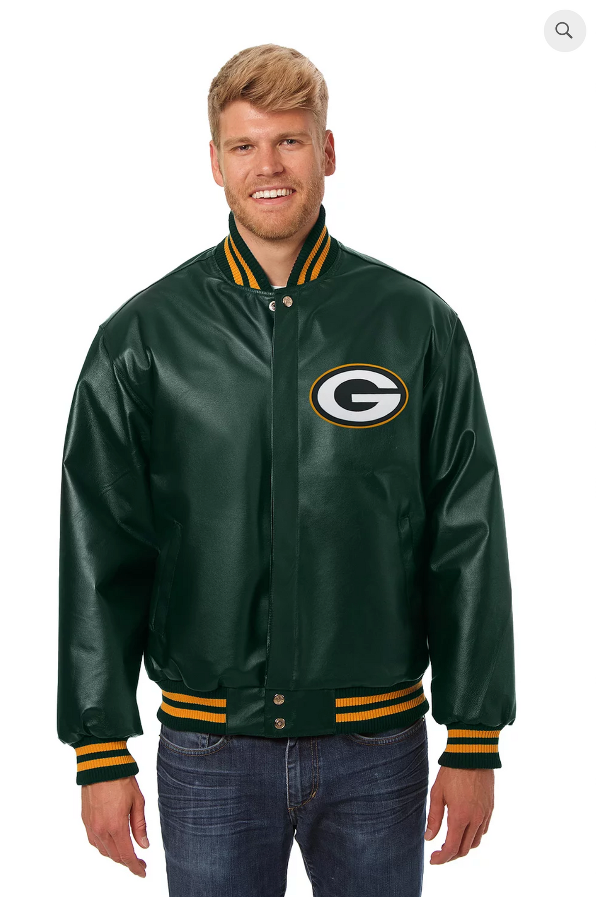 Greenbay Packers Hand Crafted Leather Solid Team Jacket