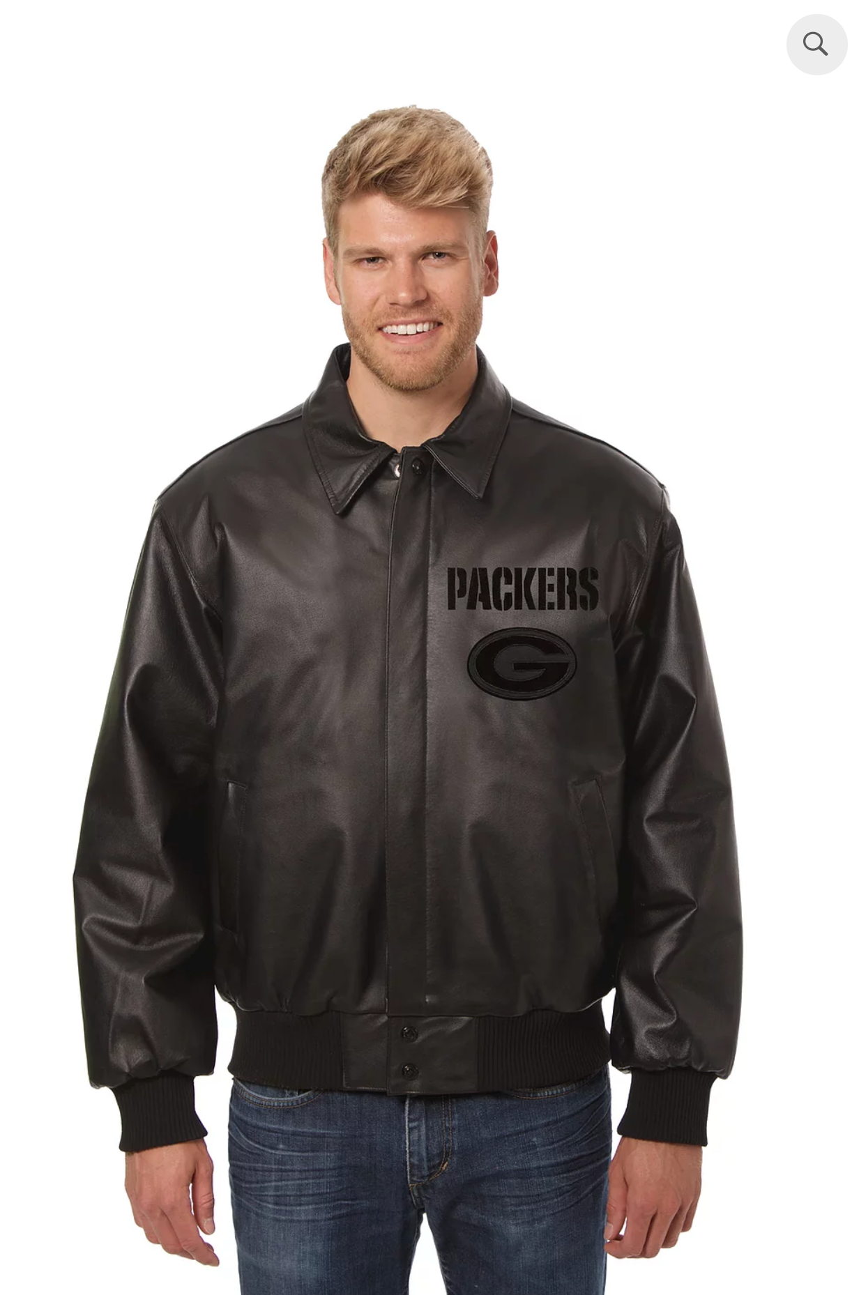 Green bay Packers Hand Crafted Leather Tonal Jacket