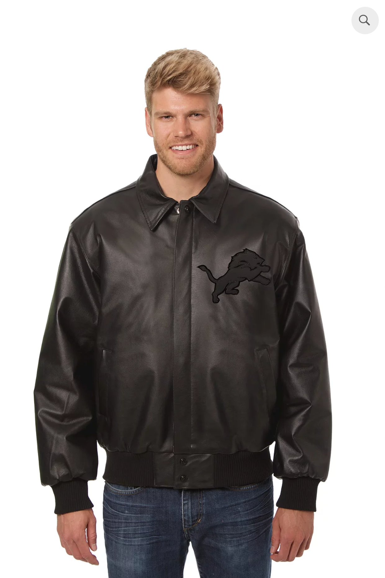 Detroit Lions Hand Crafted Leather Tonal Jacket