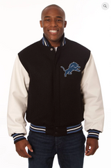 Detroit Lions Wool and Leather Varsity Jacket