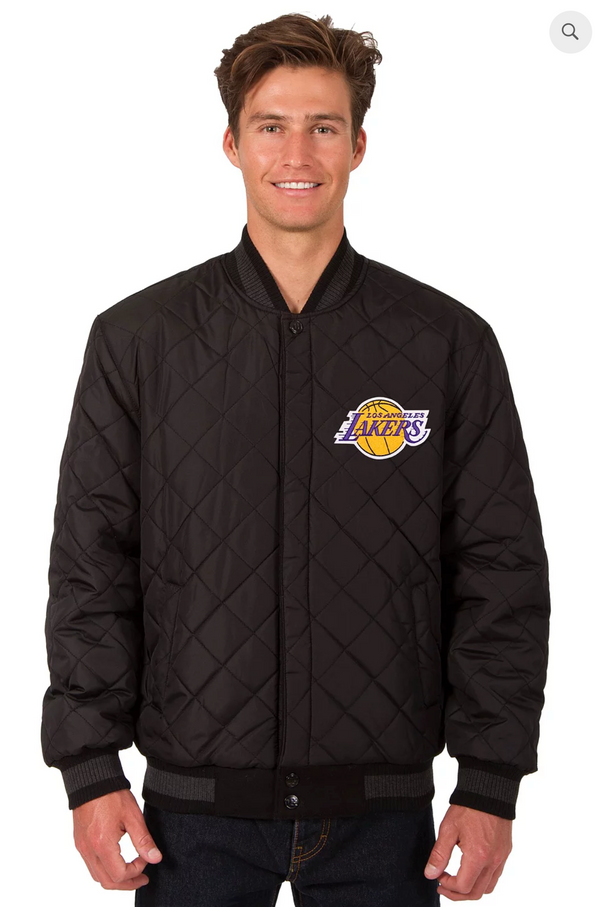 Los Angeles Lakers Reversible Wool and Leather Varsity Jacket with Back Logo