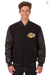 Los Angeles Lakers Reversible Wool and Leather Varsity Jacket with Back Logo
