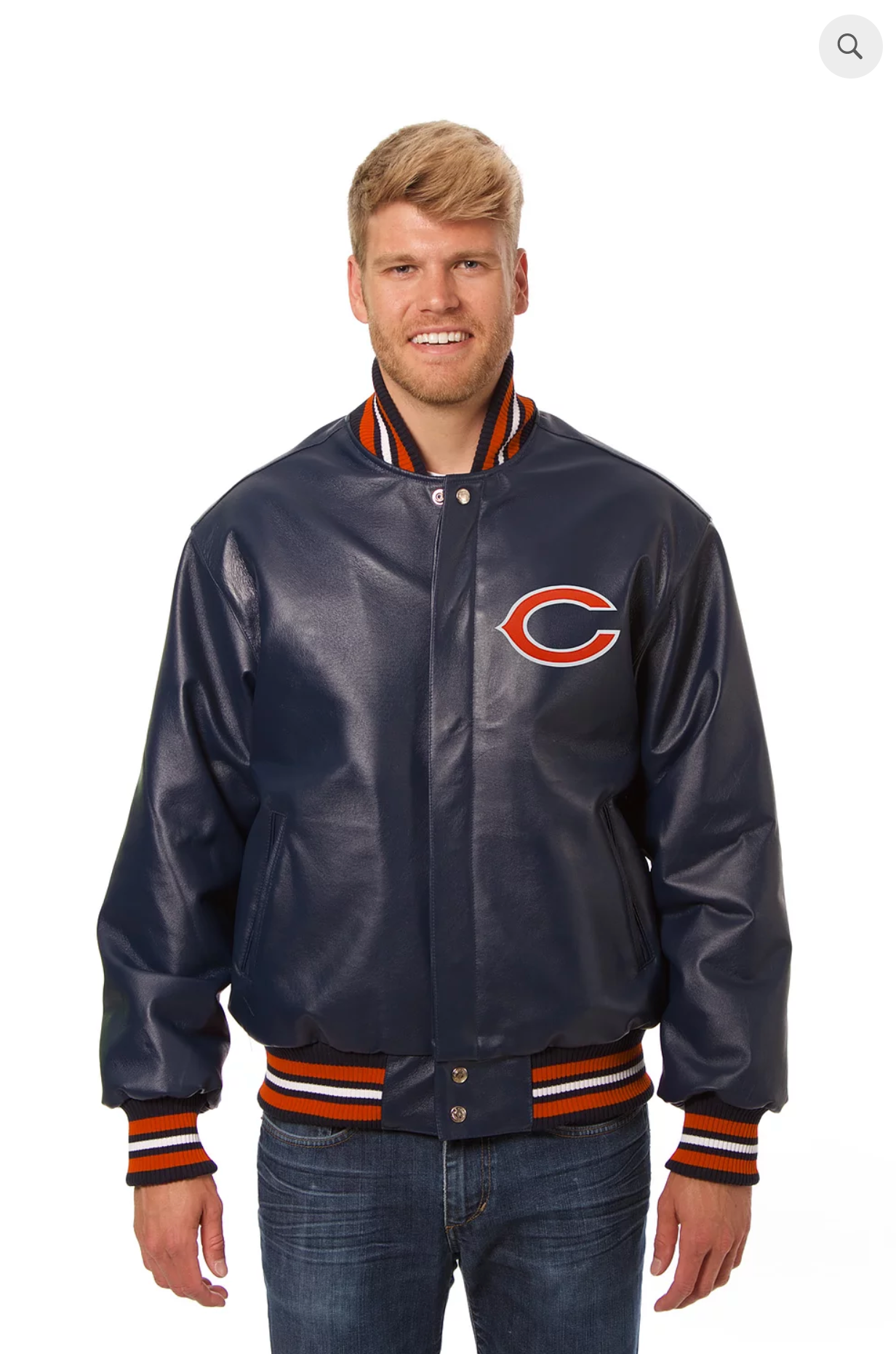Chicago Bears Hand Crafted Leather Solid Team Jacket Retired NFL Players Congress Inc