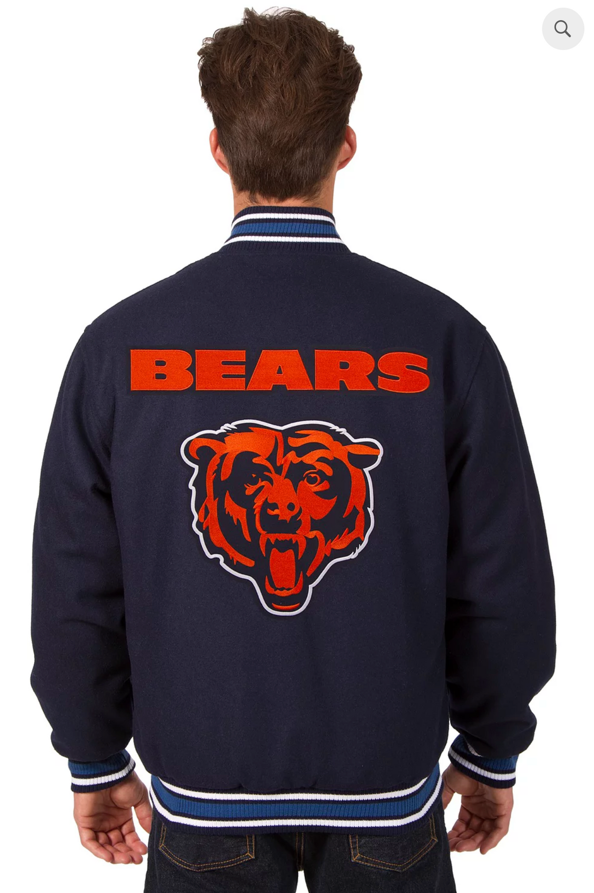Chicago Bears Reversible Wool Varsity Jacket With Back Logo