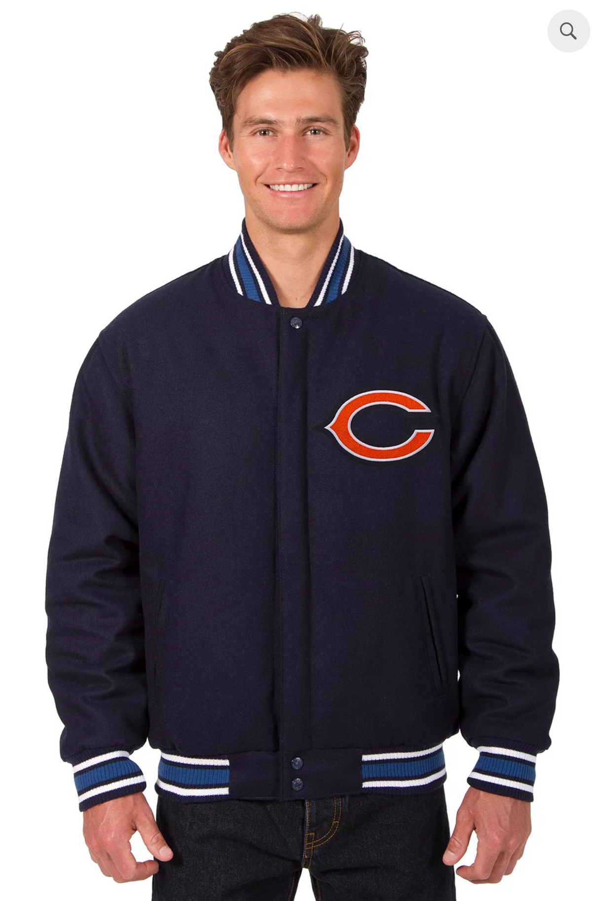 Chicago Bears Reversible Wool Varsity Jacket With Back Logo