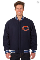 Chicago Bears Reversible Wool Varsity Jacket With Back Logo