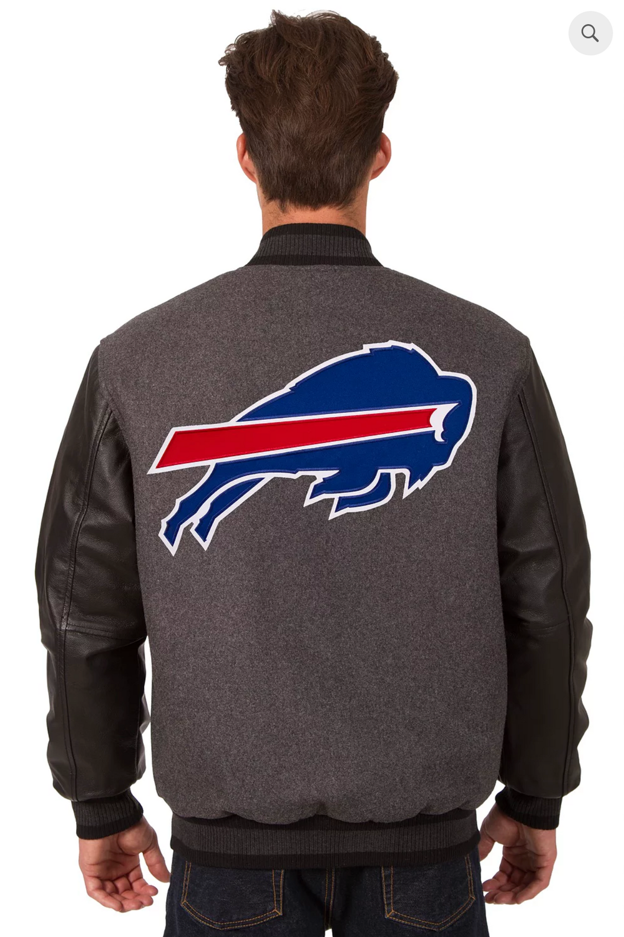 Buffalo Bills Reversible Wool and Leather Varsity Jacket with Back Logo