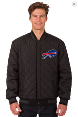 Buffalo Bills Reversible Wool and Leather Varsity Jacket with Back Logo