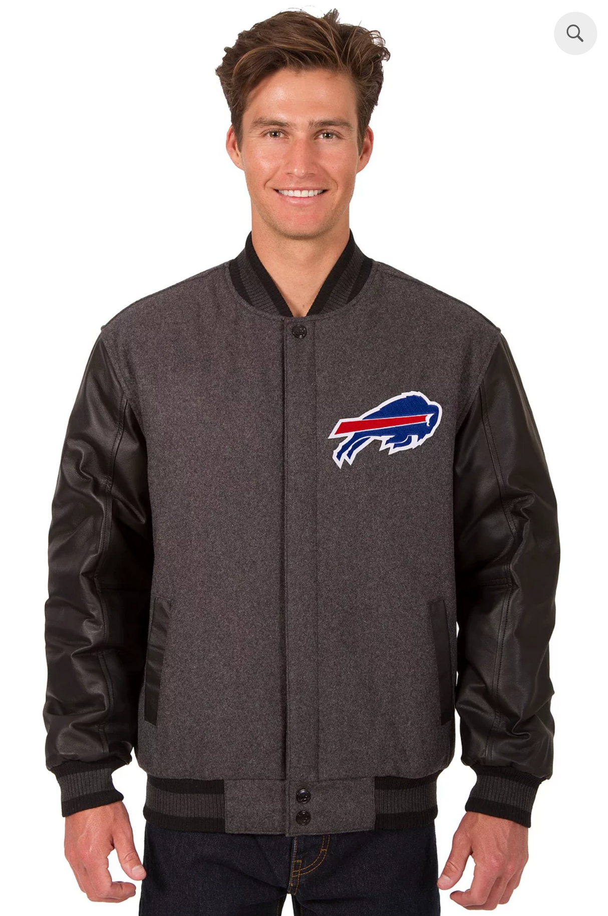 Buffalo Bills Reversible Wool and Leather Varsity Jacket with Back Logo
