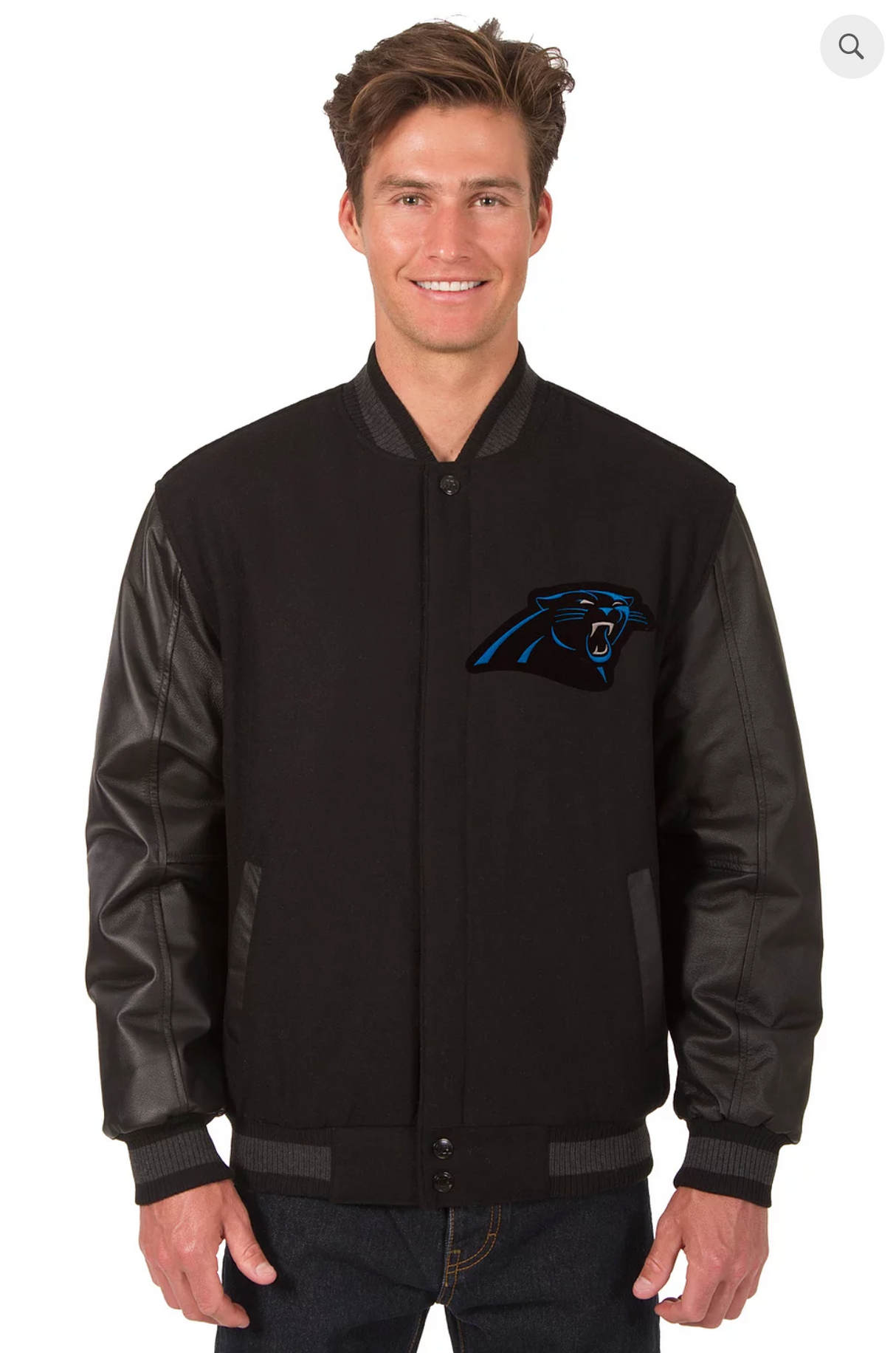 Carolina Panthers Reversible Wool & Leather Varsity Jacket