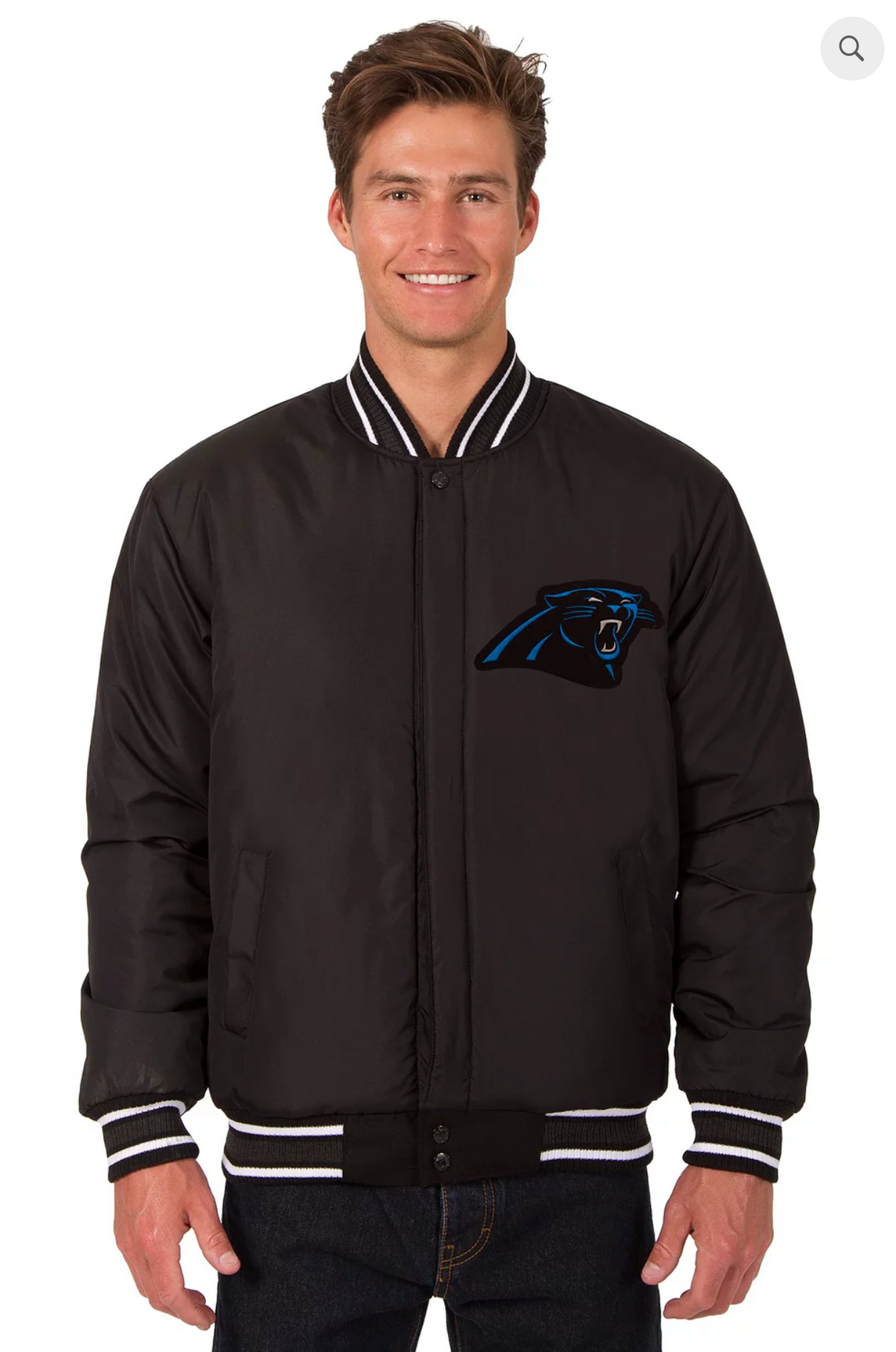 Carolina Panthers Reversible Wool Varsity Jacket With Back Logo