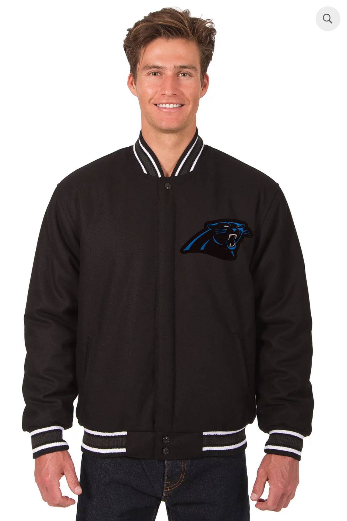 Carolina Panthers Reversible Wool Varsity Jacket With Back Logo