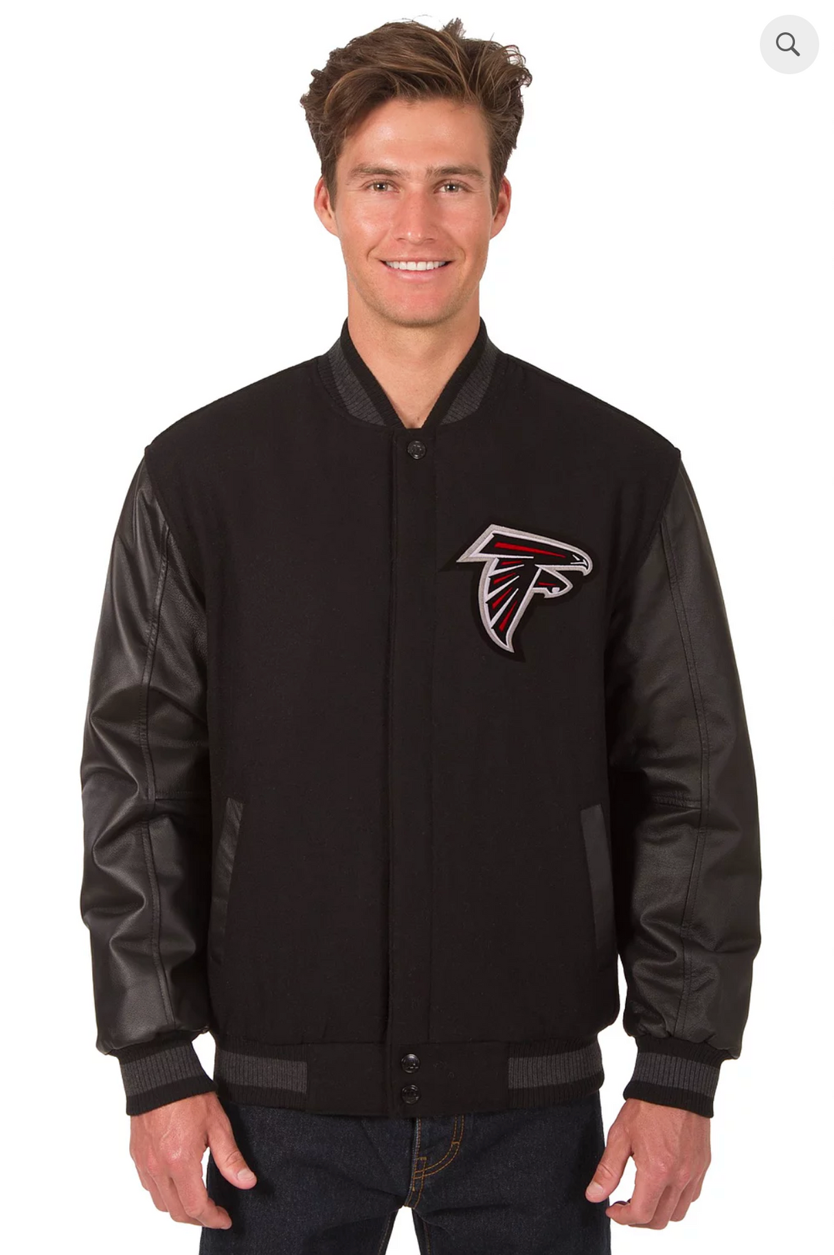 Atlanta Falcons Reversible Wool & Leather Varsity Jacket with Back Logo