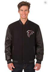 Atlanta Falcons Reversible Wool & Leather Varsity Jacket with Back Logo
