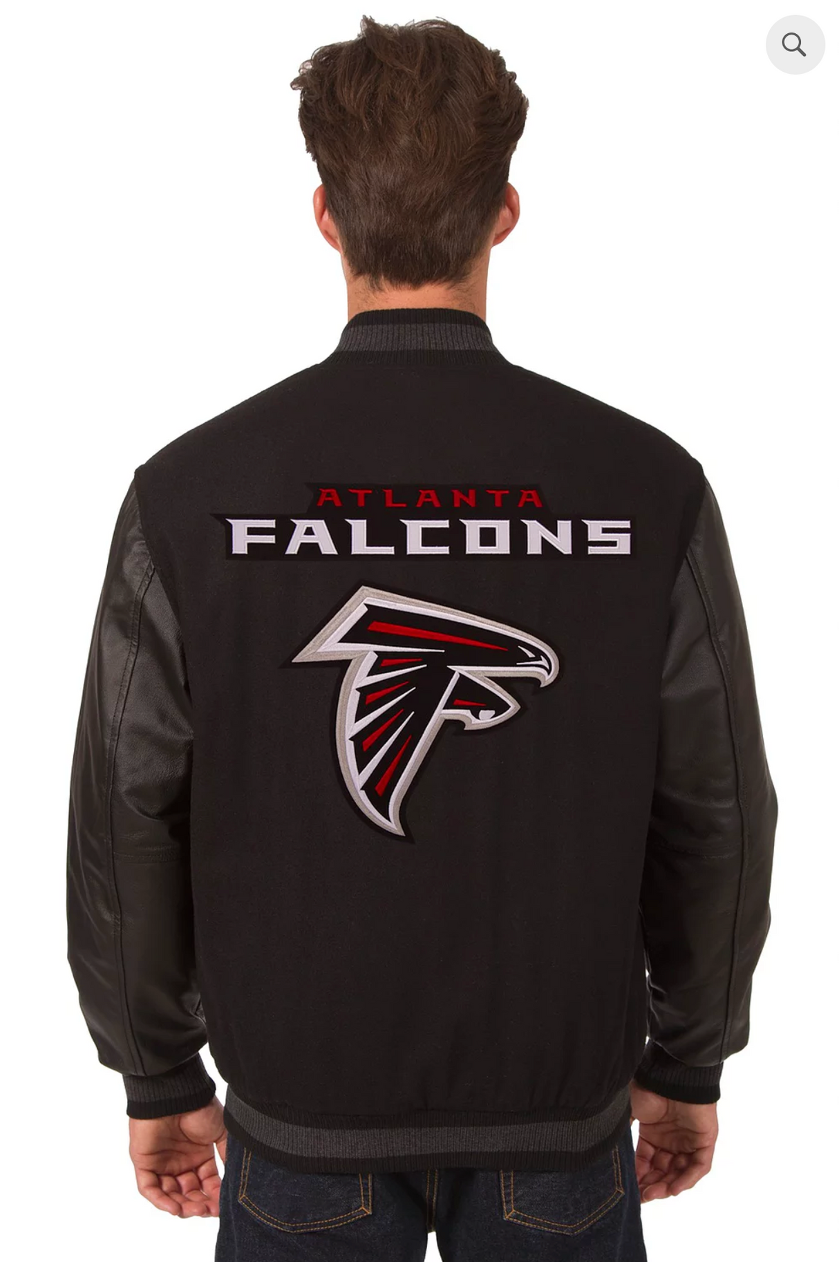 Atlanta Falcons Reversible Wool & Leather Varsity Jacket with Back Logo