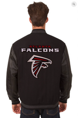 Atlanta Falcons Reversible Wool & Leather Varsity Jacket with Back Logo