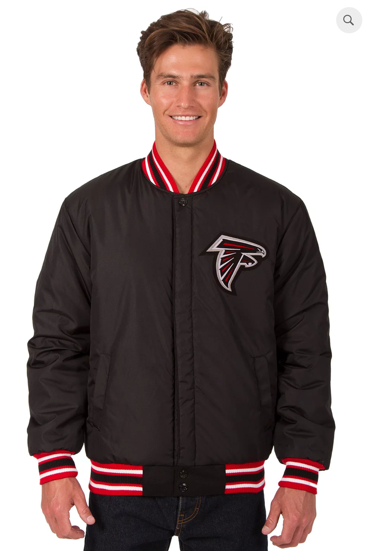 Atlanta Falcons Reversible Wool Varsity Jacket With Back Logo & Red Trimming